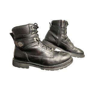 Harley-Davidson Boots Mens 10.5 Leather Side Zip Lace Up Motorcycle Bar & Shield